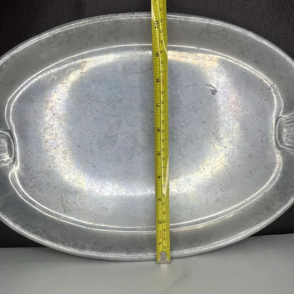 Wilton Armetale Large Pewter Platter Scallop Handles MCM Serving tray vintage